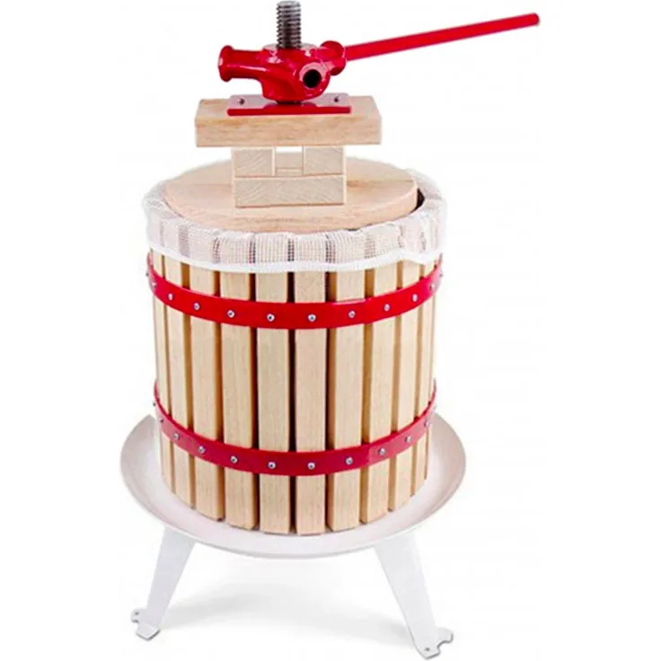 ich-zapfe Obstpresse, Weinpresse, Apfelpresse, Korb aus Holz, 12 l, inkl. Presssack, Eichenholz