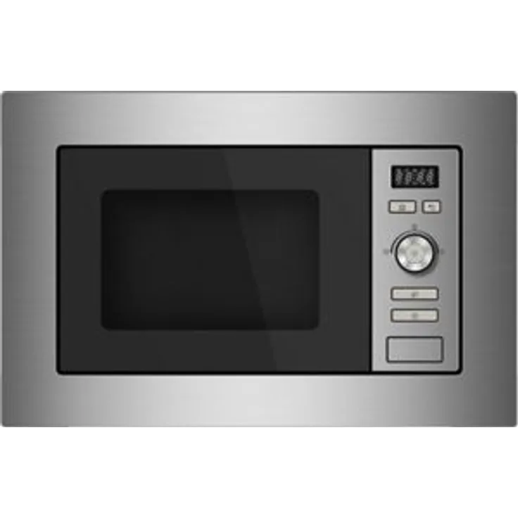 NABO MWE 2050 Mikrowelle mit Grill, Einbaugerät, 800W, Glasdrehteller 24,5 cm, 20L Garraum, 10 Automatikprogramme, 5 Leistungsstufen, Edelstahl, schwarz, silber