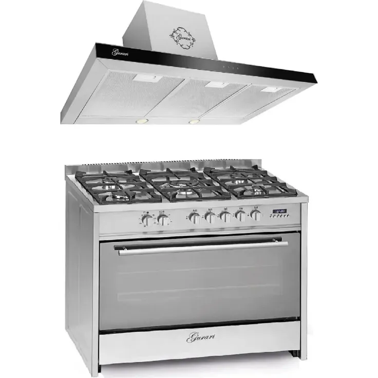 Gurari GCH E 911 X Gas Elektro Standherd 90 cm + Dunstabzugshaube GCH T 466 IS 90 BL PRIME 90 cm
