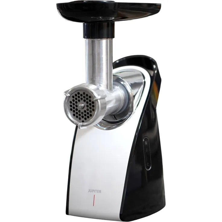 Jupiter 862160 Fleischwolf, 200W, 3 Geschwindigkeiten, Bejonettverschluss, inkl. steckbarem Timer, Kunststoff, silber, schwarz
