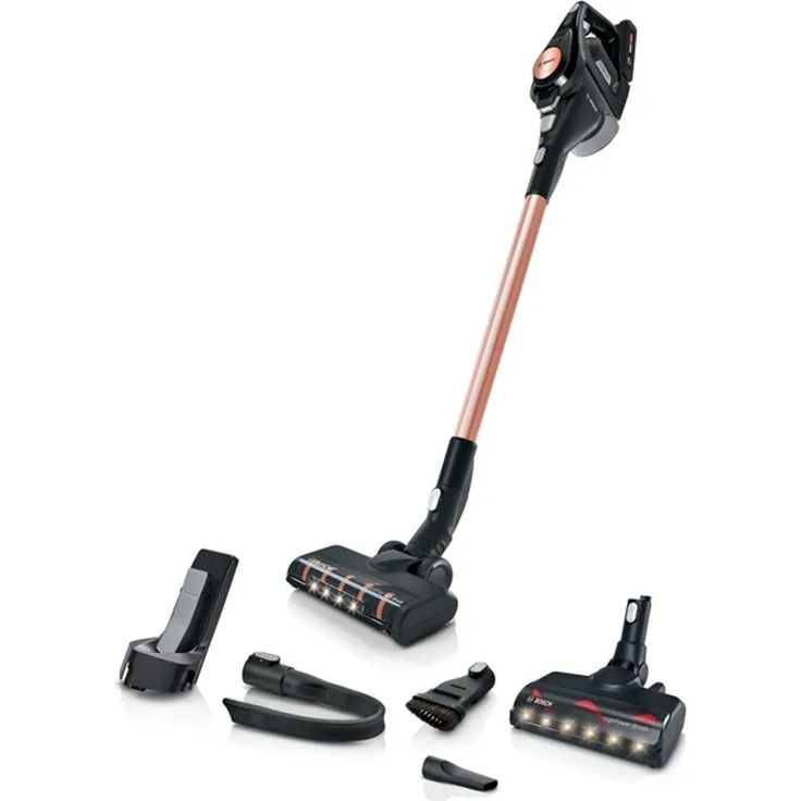 Bosch BCS8214PRQ Unlimited Serie 8 Gen2 Pro Parquet Handstaubsauger, 65 min Akkubetrieb, Akkuwechsel-Option, schwarz-rosé
