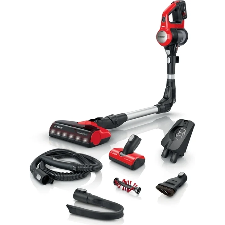 Bosch BBS711Pet Handstaubsauger, 40 min Akkubetrieb, Akkuwechsel-Option, knickbares Rohr, tornadorot – Bild 1
