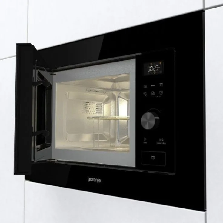 Gorenje BM201AG1BG Mikrowelle mit Grill, Einbaugerät, 800W, Garraum 20 Liter, 5 Leistungsstufen, Edelstahl, tiefschwarz - Preisvergleich – Bild 1