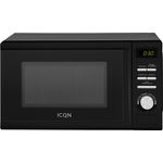 ICQN ?KEA 4602B Mikrowelle Standgerät, Garraum 20 L, 700 W, 5 Leistungsstufen, 8 Automatikprogramme, Gewicht und zeitgesteuerte Auftauen, Kindersicherung, Glasdrehteller (25,5 cm), schwarz