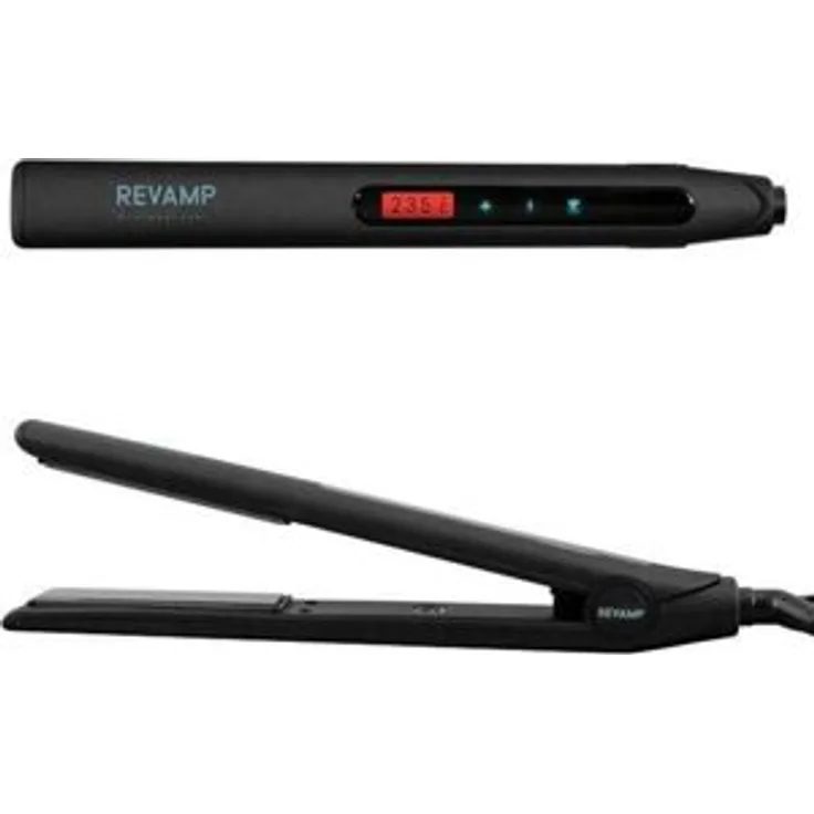 REVAMP ST-1500-EU Haarglätter, PTC-Heizplatten, Ionen-Technologie, LED-Anzeige, schwarz-matt
