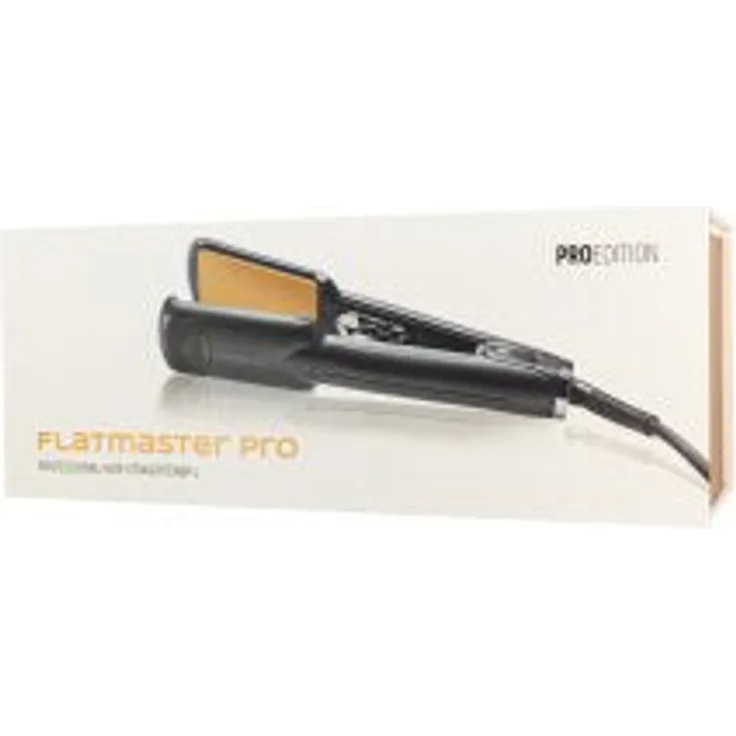 Goldwell Flatmaster Pro Haarglätteisen, 50 Watt, 30s Aufheizzeit, federnde Platte, stufenlose Temperaturregelung, max. 230 °C, Ionen-Technologie, schwarz