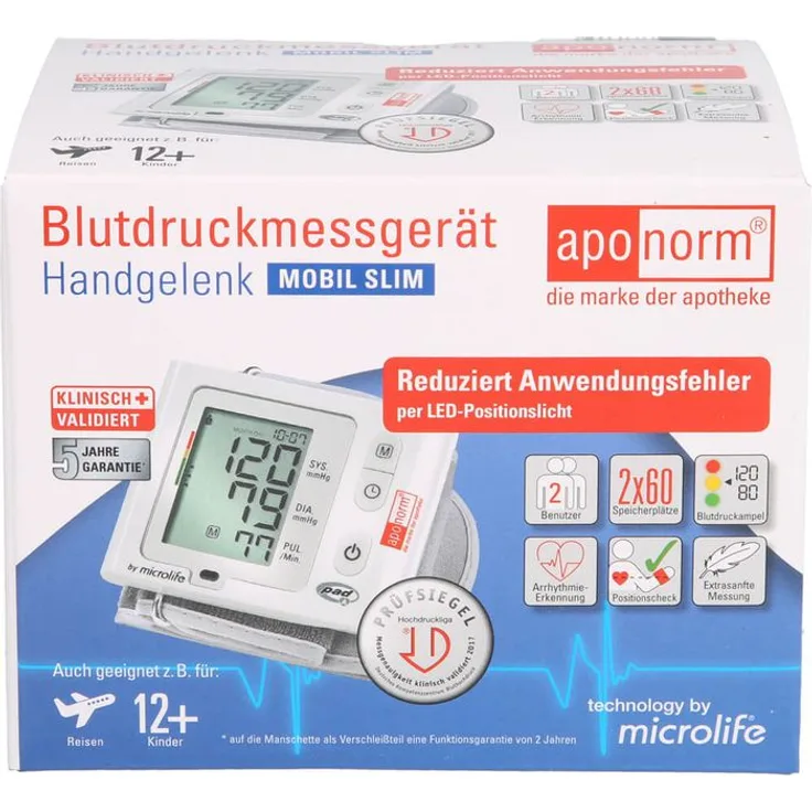 APONORM Blutdruckmessgerät Mobil Slim Handgelenk 