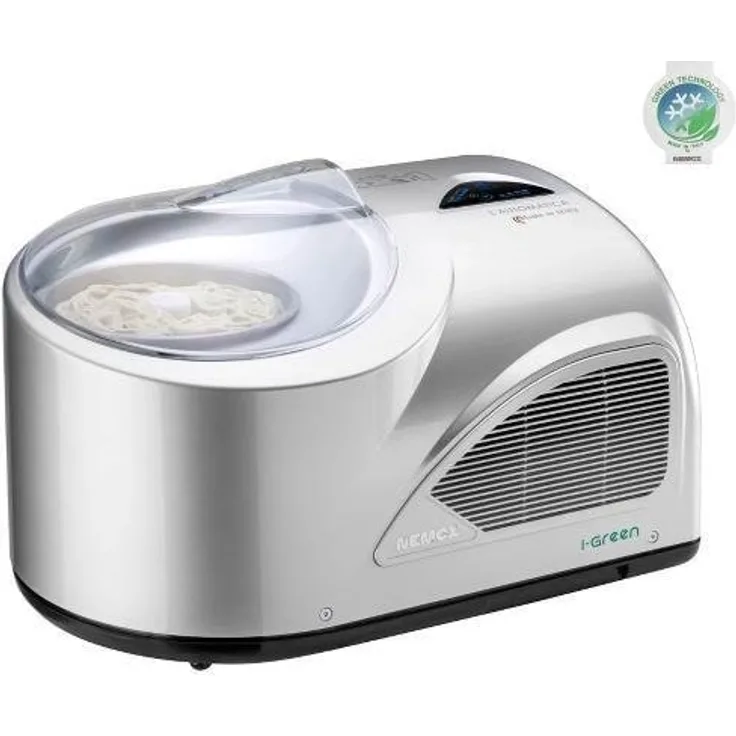 Nemox NXT1 I-Green L'Automatica Eiscremeautomat, 150 Watt, mit Kompressor, 1,5 Liter, Abschaltautomatik, Pausenfunktion, silber