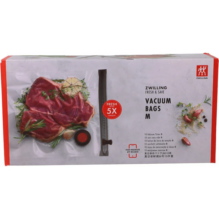 Zwilling Folienbeutel Größe M, 10 Stück, mikrowellengeeignet , 25 x 35 cm, transparent