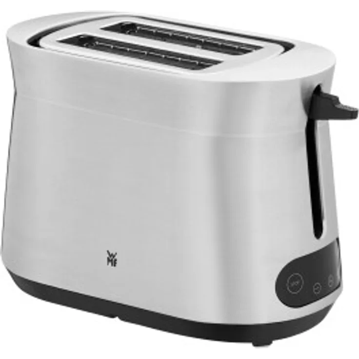 WMF 0414200011 Kineo 2-Schlitz-Toaster, 980 Watt, inkl. Brötchenaufsatz, Krümelschublade, LED-Display, Röstgradelektronik, silber