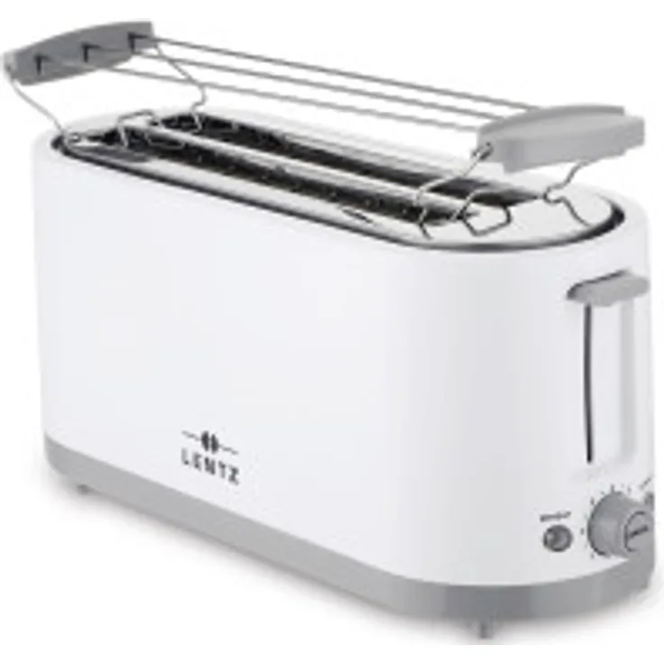 Lentz 74276 4-Scheiben Toaster, 1200 Watt, mit Brötchenaufsatz, Aufwärmfunktion, Auftaufunktion, Röstgradelektronik, Brotscheibenzentrierung, Edelstahl, Kunststoff, rot