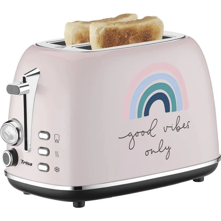 Trisa 7371.8612 2-Schlitz-Toaster, 815 Watt, 6 Bräunungsstufen, Auftauen, Wärmen und Stoppen, rosa
