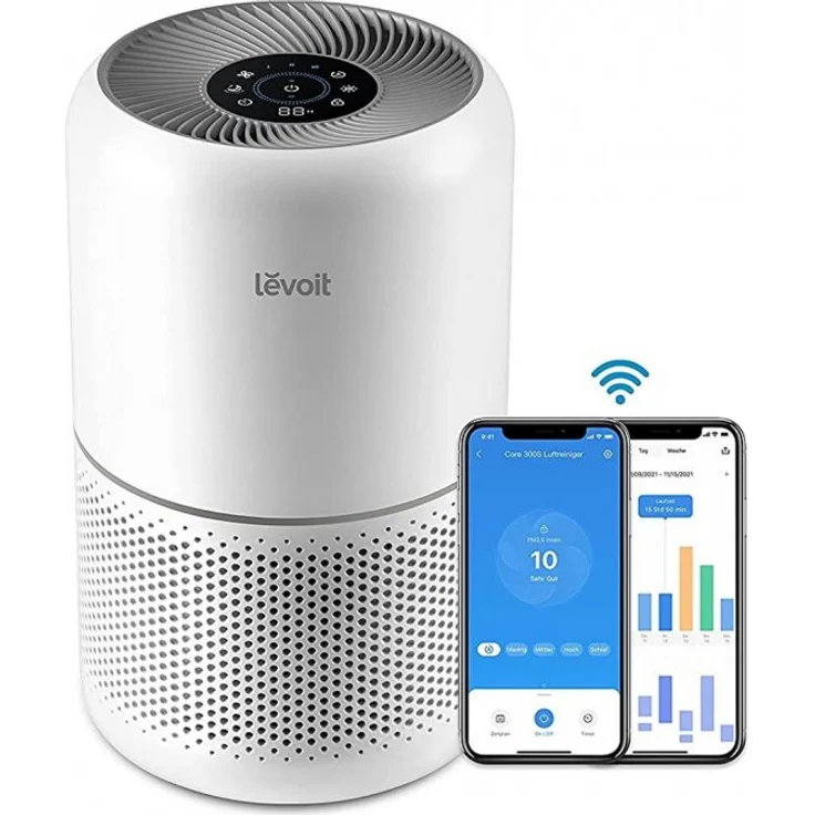 Levoit Core 300S Smart Luftreiniger, 15 Watt, 3-stufiges Filtersystem, weiß – Bild 1