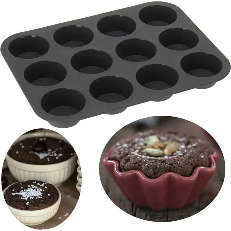12´er Silikon Muffinform BPA-Frei Cupcake Brownie Muffinblech Backform