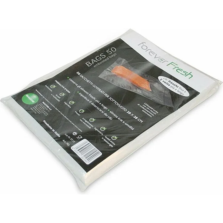 Macom Forever Fresh 50 Vakuumbeutel zur Lebensmittelaufbewahrung, 20 x 28 cm, transparent