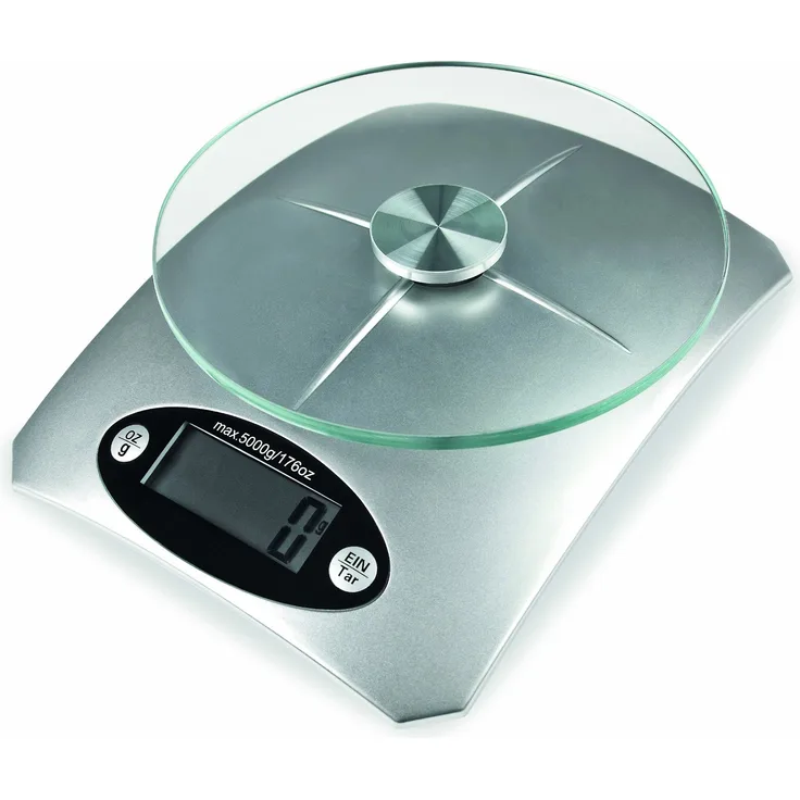 MIA SENA Digitale Küchenwaage mit Wiegeteller, Grammwaage Feinwaage Waage bis 5000 g, silber