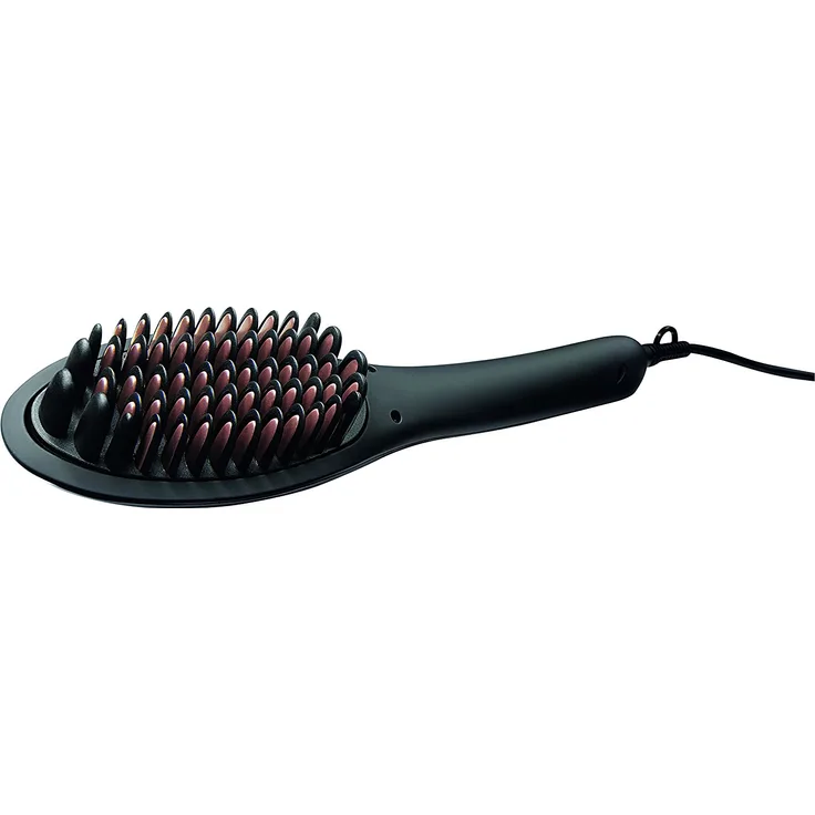 MIA ProCare 2in1 Glättungsbürste, Haarglätter Bürste , Glättbürste mit 59 Keramik-Borsten, Stylingbürste mit Schnellaufheizung (bis 230°C in 5°C Schritten), Glätteisen in schwarz