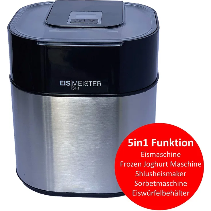 PerfectMix EISMEISTER Eismaschine Speiseeisbereiter für Zuhause, 1,5 L Fassungsvermögen, herausnehmbarer Behälter, Timer, silber