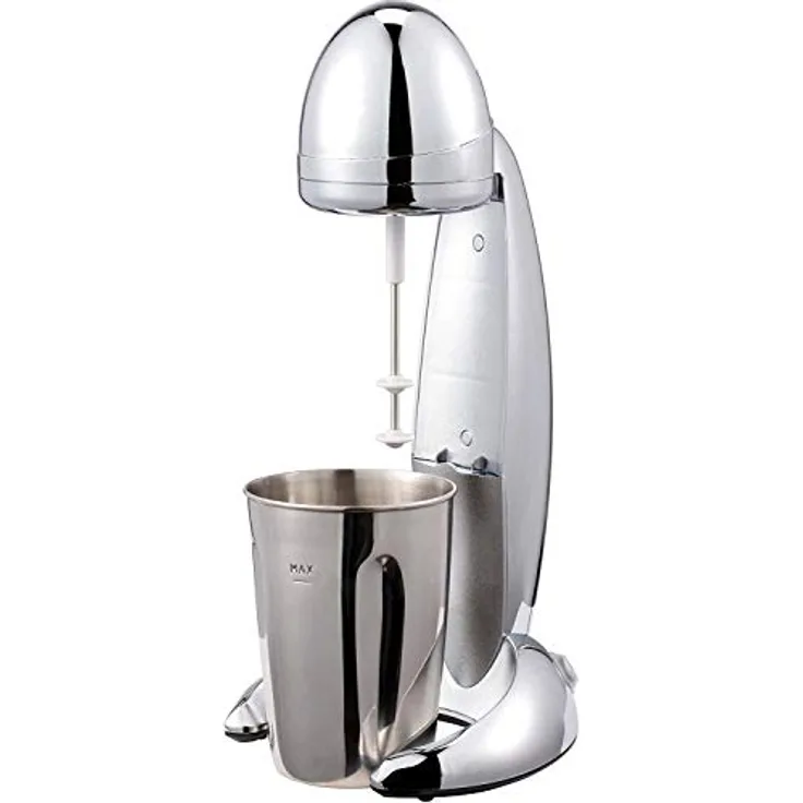 Jung CM01 Milchshake Mixer, Standmixer, elektrisch, 100W, mit Metallbecher 600ml, Kippschalter, Edelstahl, Kunststoff, chrom