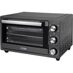 ICQN 20 Liter Minibackofen mit Airfry, Heißluftfritteuse, Ober-Unterhitze mit Umluft-Funktion, 5 Grill-Funktion, 90 Min. Timer, 1500 W, Mini Oven, 80°-250°C, Frittierkorb-Backblech-Grill-Krümelblech