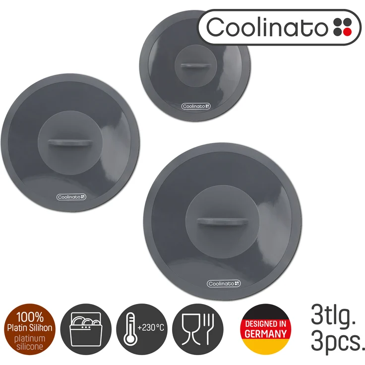 COOLINATO Frischhaltedeckel-Set aus Platin-Silikon wiederverwendbar 3tlg. - Preisvergleich – Bild 4