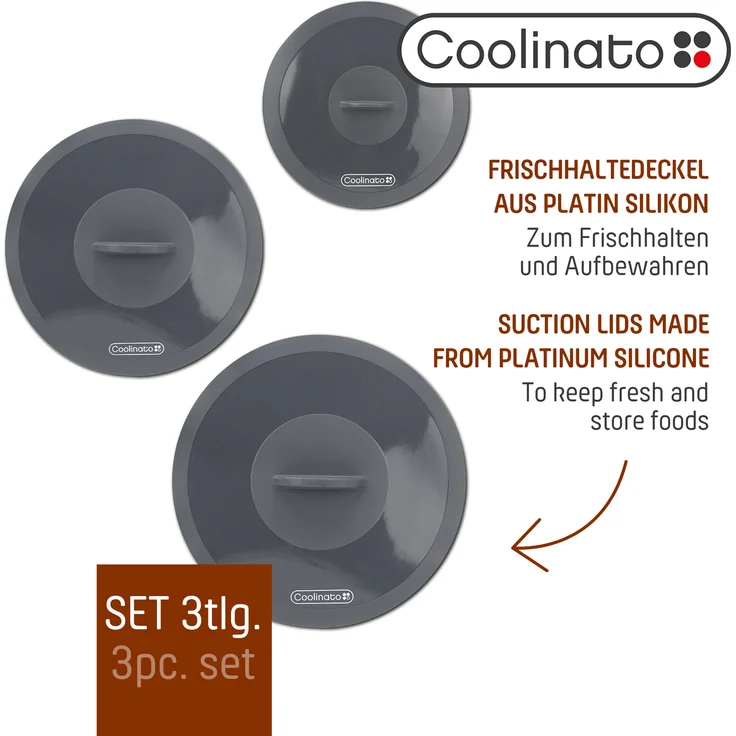 COOLINATO Frischhaltedeckel-Set aus Platin-Silikon wiederverwendbar 3tlg. - Preisvergleich – Bild 3
