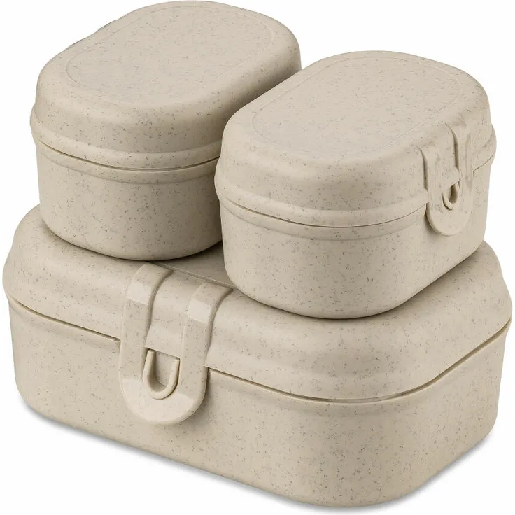 Koziol Lunchbox-Set 3-tlg. Pascal Ready Mini, Brotdosen, Kunststoff, Nature Desert Sand, 7151700