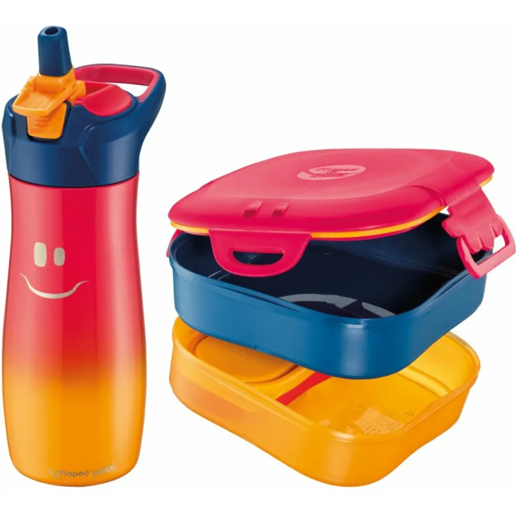 Maped Pausenset Trinkflasche mit Dosen Lunchbox und Flasche Concept Kids pink