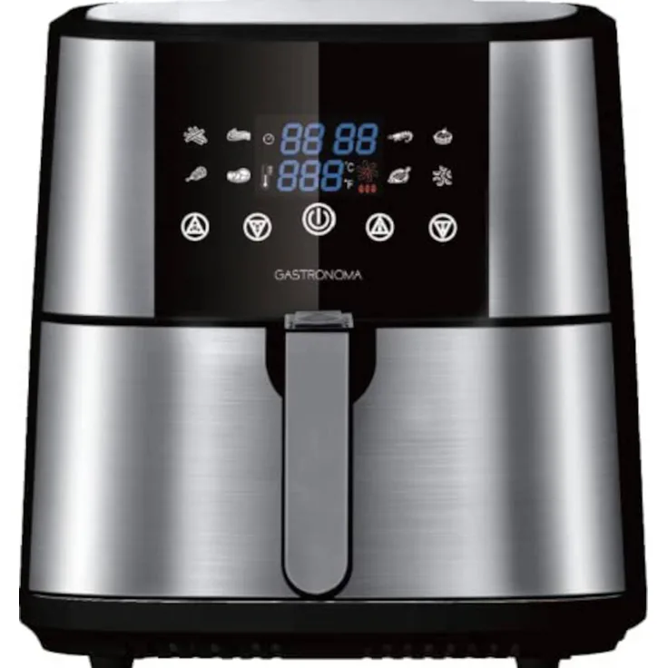 Gastronoma 18290002 XXL-Heißluftfritteuse, 1800 Watt, ohne Fett, 6 Liter, Warmhalten, Auftauen, Kunststoff, Edelstahl, LED-Display, schwarz