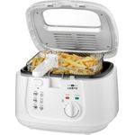 Lentz 20432 Fritteuse mit Öl, 2,5 Liter, Temperatur bis 190°C stufenlos einstellbar, Öl-Füllmenge: max. 2,5 L, Deckel mit Sichtfenster, Geruchs-Filter, Cool Touch, weiß