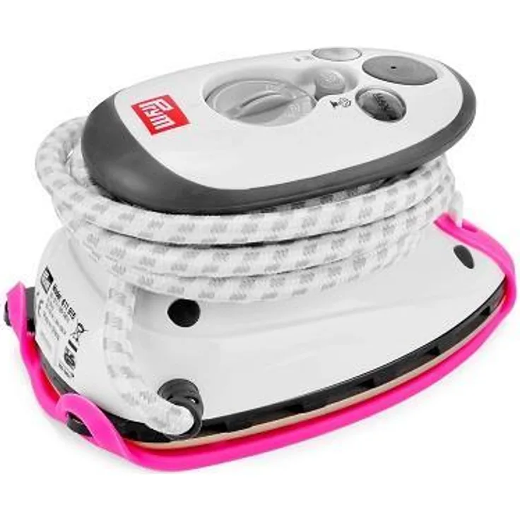 Prym Dampfbügeleisen Mini inkl. BabySnap Reisebügeleisen-Ablage (pink)
