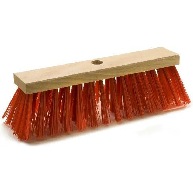 Straßenbesen 28 cm, Elaston rot, Flachholz