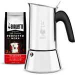 Bialetti Geschenkset Venus 4 Tassen + 100g Perfetto Moka Classico, Kaffee gemahlen