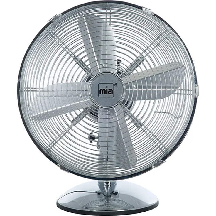 MIA Tischventilator 33 cm, Retro Metall Chrom-Design, Ventilator - Büro Schreibtisch