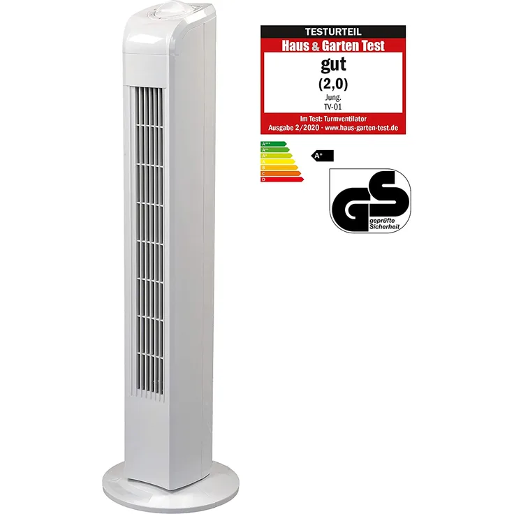 JUNG TF01 Ventilator 76cm weiss, Turmlüfter, Turmventilator, Lüfter, Säulenventilator Leise