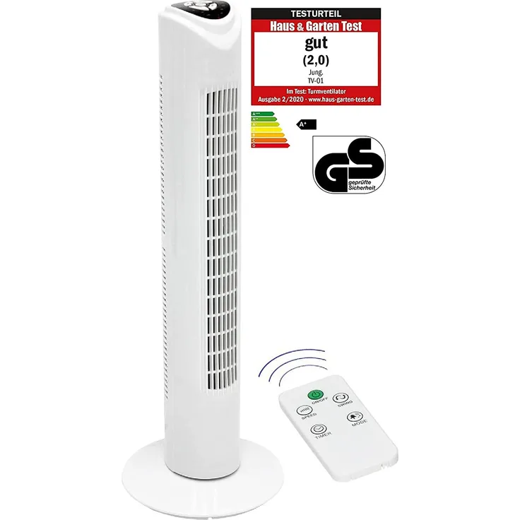 JUNG TVE19 Ventilator + Fernbedienung, Turmventilator Säulenventilator Lüfter