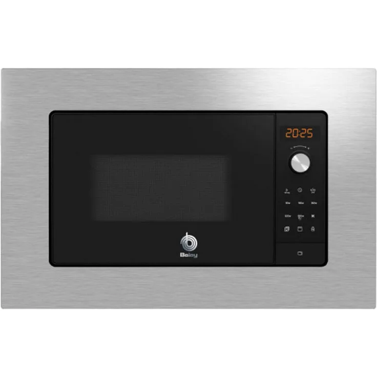 Balay 3CG6142X3 Mikrowelle mit Grill, Einbaugerät, 1000W, 18 Liter Garraum, Edelstahl, Memoryfunktion, Selbstreinigung, inkl. Drehteller, silber, schwarz