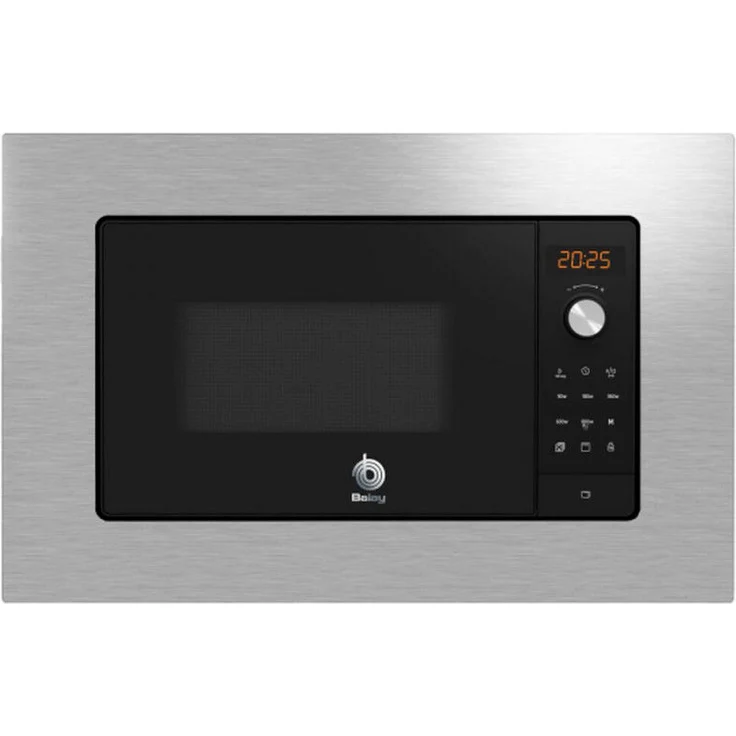 Balay 3CG6142X3 Mikrowelle mit Grill, Einbaugerät, 1000W, 18 Liter Garraum, Edelstahl, Memoryfunktion, Selbstreinigung, inkl. Drehteller, silber, schwarz