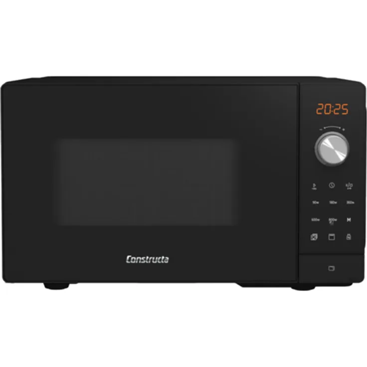Constructa CP1G91255 Mikrowelle mit Grill, Standgerät, 20 l Garraum, 800 W, Auftauen, inkl. Drehteller, Edelstahl, schwarz
