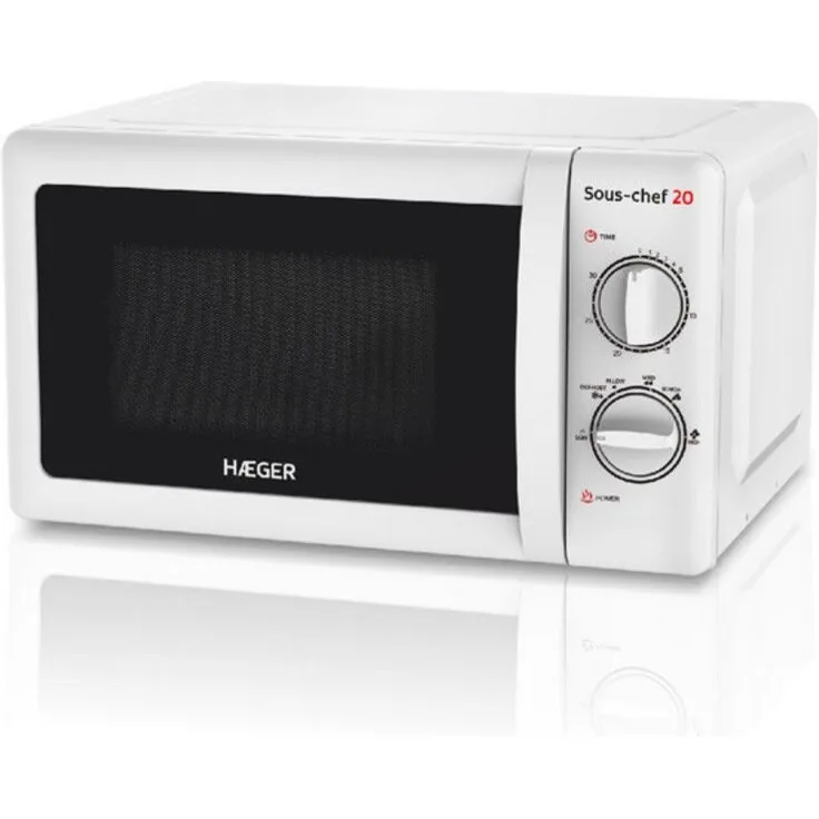 Haeger Sous-chef 20 Mikrowelle, Standgerät, 20 L Garraum, 700W, Timer 30 Minuten, Auftauen, inkl. Drehteller, weiß