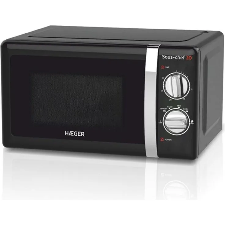 Haeger Sous-chef 20 Mikrowelle, Standgerät, 20 L Garraum, 700W, Timer 30 Minuten, Auftauen, inkl. Drehteller, schwarz