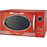 Melissa 16330129 Classico Mikrowelle mit Grill, Standgerät, 900 Watt, 23 Liter, Auftauen, Kindersicherung, 12 Programme, rot metallic