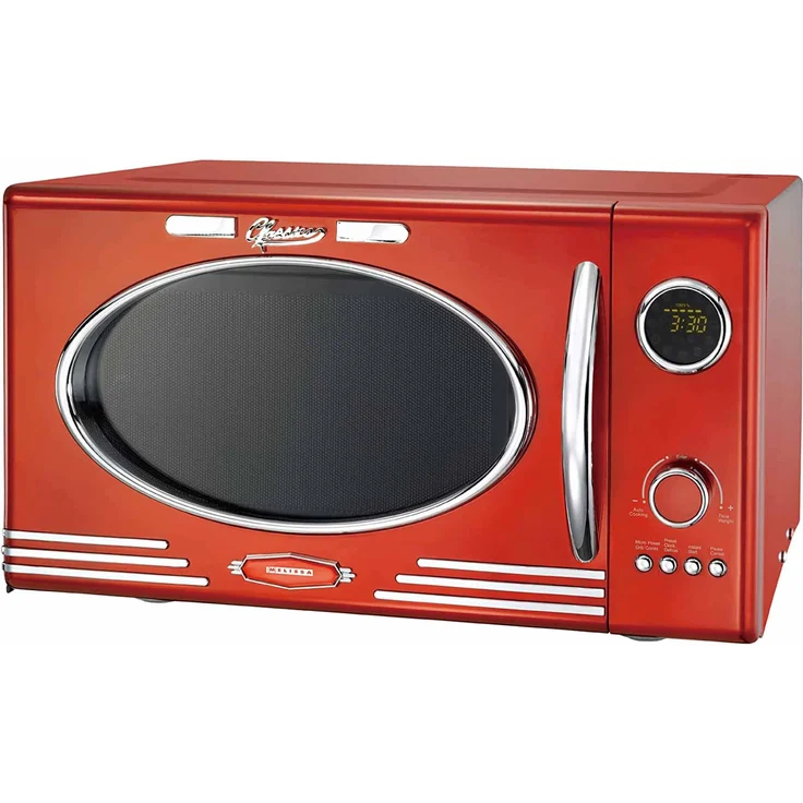 Melissa 16330129 Classico Mikrowelle mit Grill, Standgerät, 900 Watt, 23 Liter, Auftauen, Kindersicherung, 12 Programme, rot metallic – Bild 1