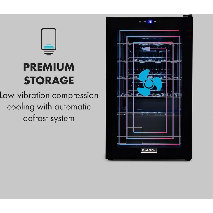 Klarstein Shiraz 24 Uno Weinkühlschrank, freistehend, schwarz, 24 Flaschen, Energieklasse G – Bild 6