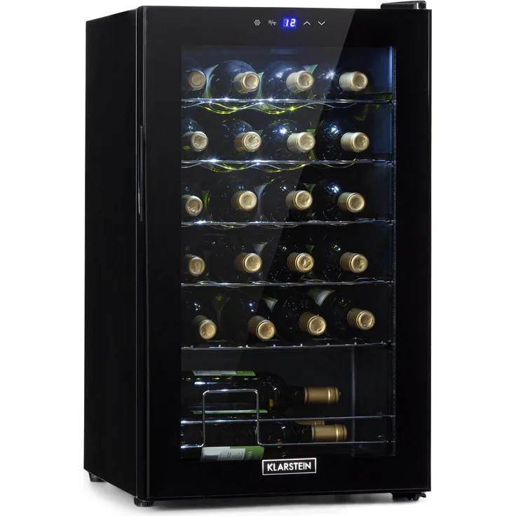 Klarstein Shiraz 24 Uno Weinkühlschrank, freistehend, schwarz, 24 Flaschen, Energieklasse G