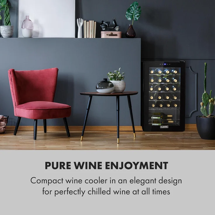 Klarstein Shiraz 24 Uno Weinkühlschrank, freistehend, schwarz, 24 Flaschen, Energieklasse G – Bild 3