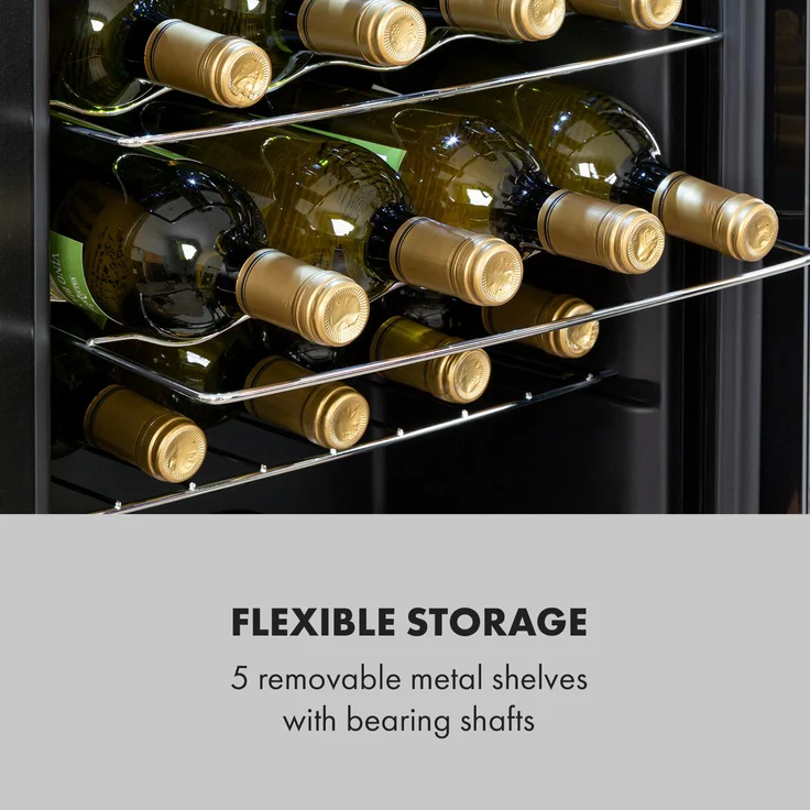 Klarstein Shiraz 24 Uno Weinkühlschrank, freistehend, schwarz, 24 Flaschen, Energieklasse G – Bild 9