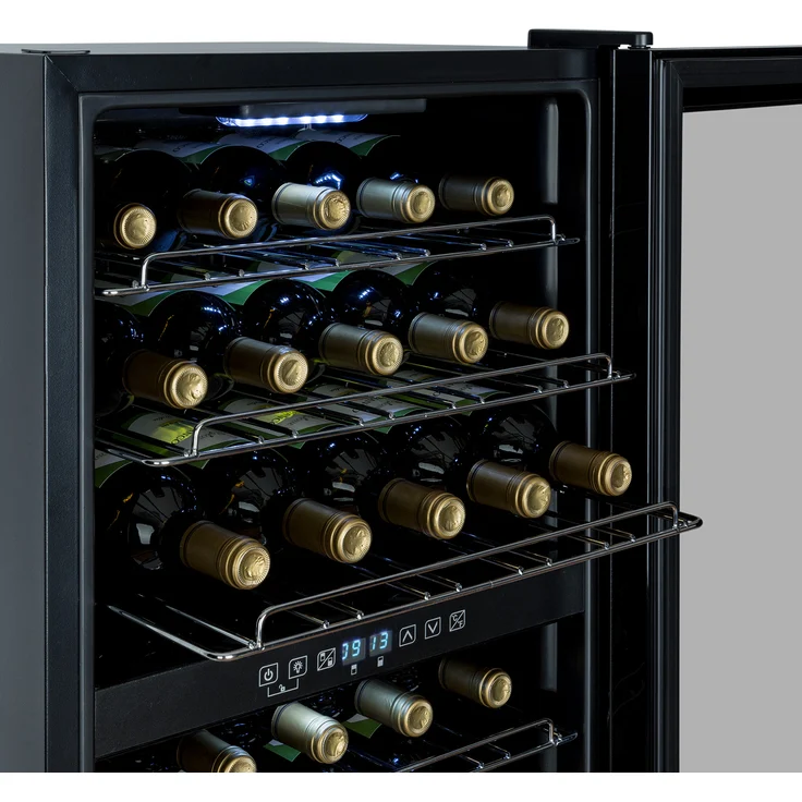 Klarstein Shiraz 29 Duo Weinkühlschrank, freistehend, schwarz, 29 Flaschen, 2 Zonen, Energieklasse G – Bild 4