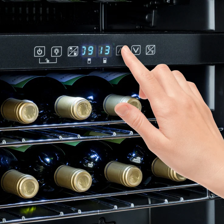 Klarstein Shiraz 29 Duo Weinkühlschrank, freistehend, schwarz, 29 Flaschen, 2 Zonen, Energieklasse G – Bild 7