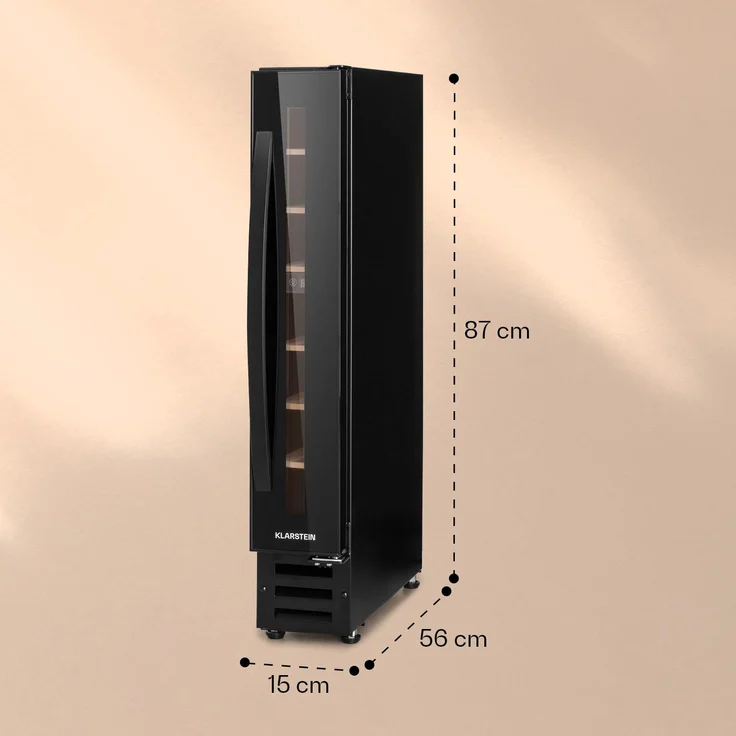 Klarstein Vinovilla 7 Built-in Uno Onyx Weinkühlschrank, Einbau, edelstahl schwarz, 7 Flaschen, Energieklasse G – Bild 4